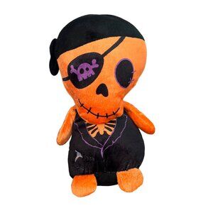Kelly Toy Pirate Skeleton Plush Toy 2016 Orange Black Eye Patch Stuffed Animal